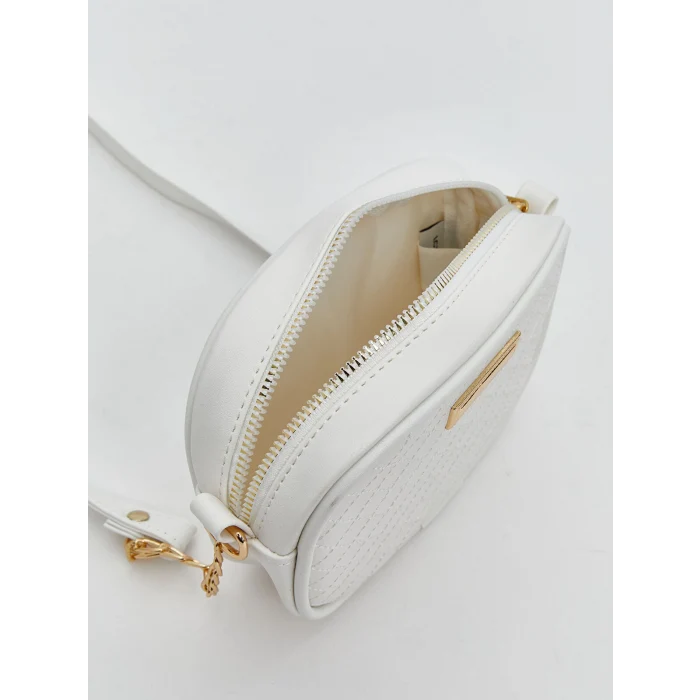 LCW ACCESSORIES Beyaz Deri Görünümlü Kız Çocuk Omuz Çantası