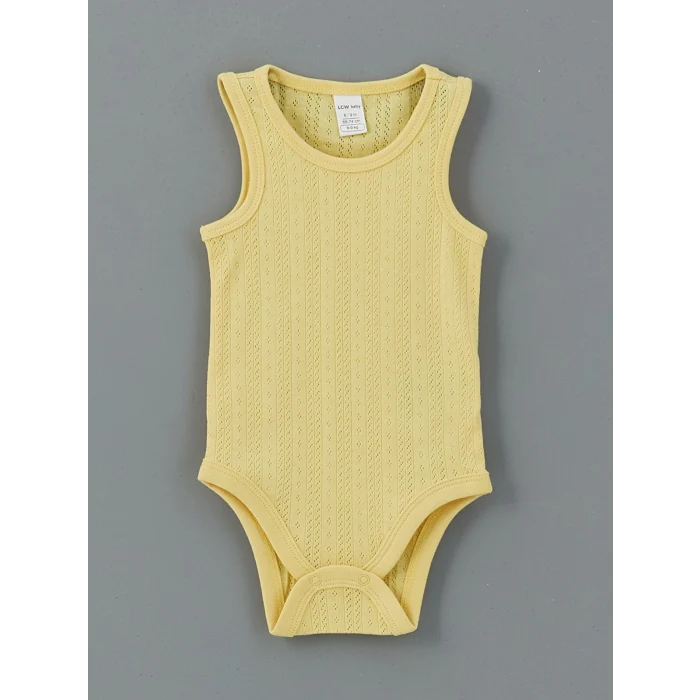 LCW baby Mavi Bisiklet Yaka Basic Kız Bebek Çıtçıtlı Bodysuit 3lü