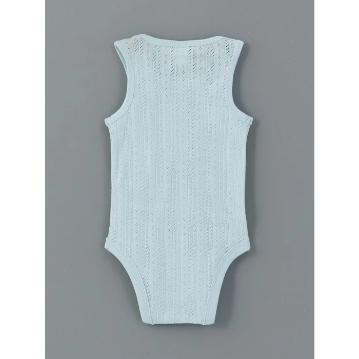 LCW baby Mavi Bisiklet Yaka Basic Kız Bebek Çıtçıtlı Bodysuit 3lü