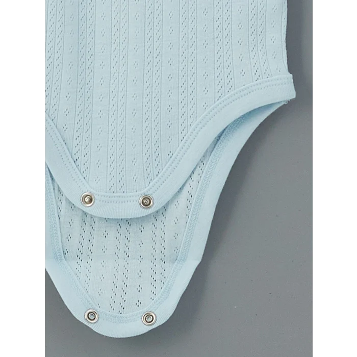 LCW baby Mavi Bisiklet Yaka Basic Kız Bebek Çıtçıtlı Bodysuit 3lü