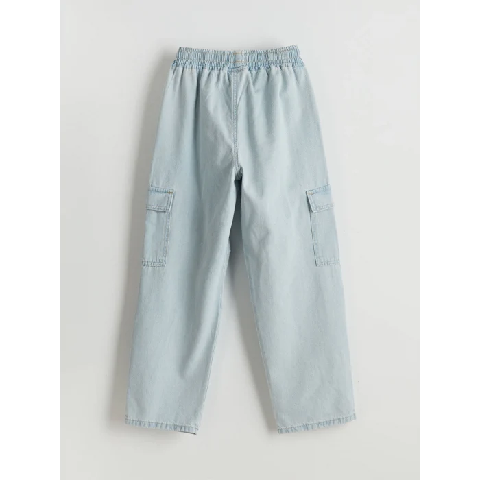 LCW Kids Indigo Beli Lastikli Erkek Çocuk Kargo Jean Pantolon