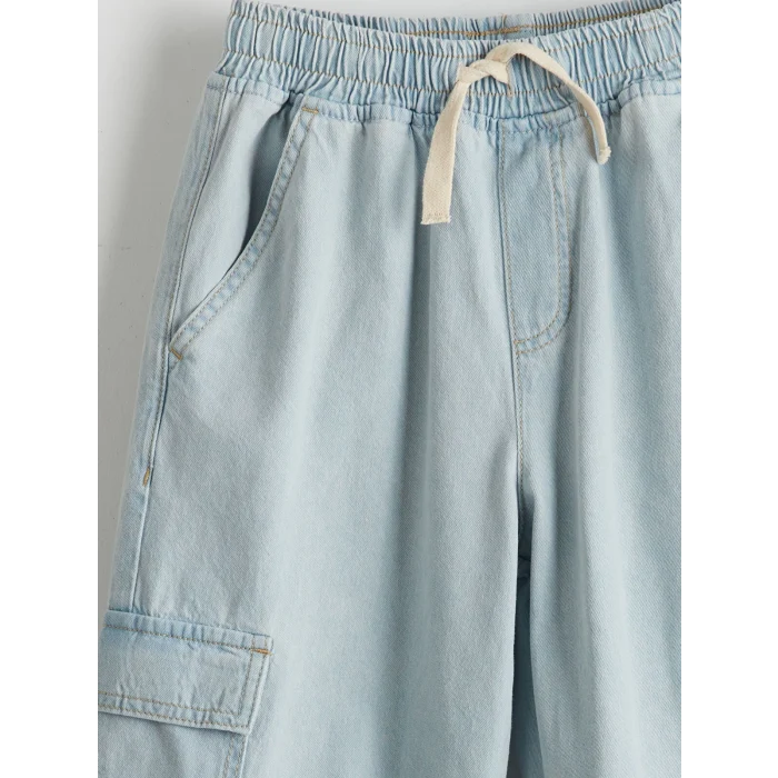 LCW Kids Indigo Beli Lastikli Erkek Çocuk Kargo Jean Pantolon