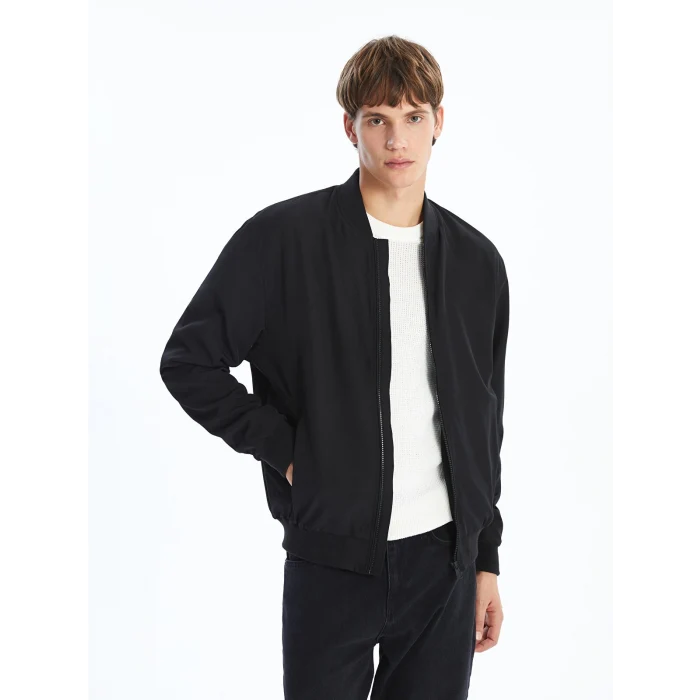 XSIDE Siyah Standart Kalıp Kolej Yaka Erkek Bomber Mont