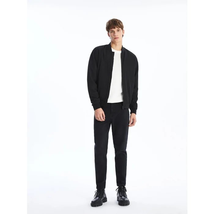 XSIDE Siyah Standart Kalıp Kolej Yaka Erkek Bomber Mont