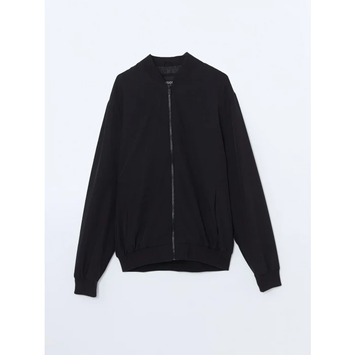XSIDE Siyah Standart Kalıp Kolej Yaka Erkek Bomber Mont