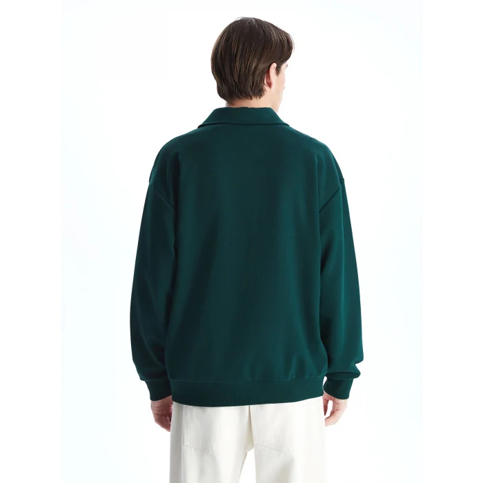 XSIDE Yeşil Dik Yaka Uzun Kollu Baskılı Erkek Sweatshirt