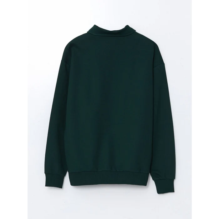 XSIDE Yeşil Dik Yaka Uzun Kollu Baskılı Erkek Sweatshirt