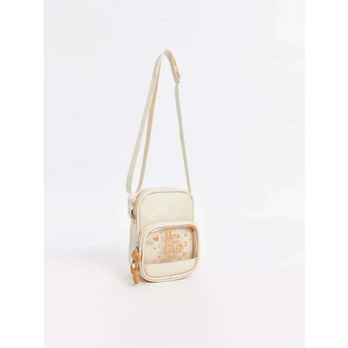 LCW ACCESSORIES Ekru Deri Görünümlü Kız Çocuk Omuz Çantası