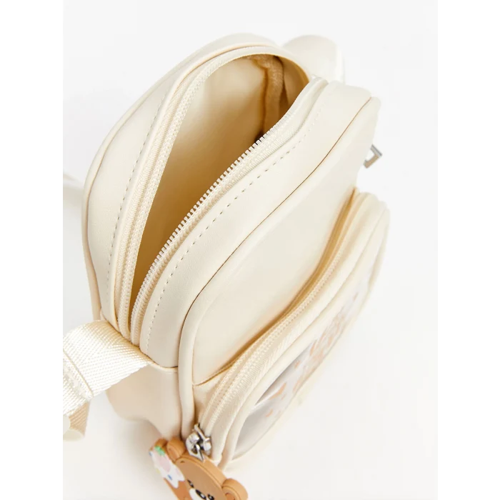 LCW ACCESSORIES Ekru Deri Görünümlü Kız Çocuk Omuz Çantası