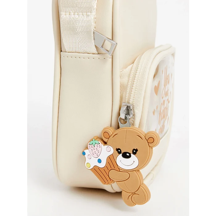 LCW ACCESSORIES Ekru Deri Görünümlü Kız Çocuk Omuz Çantası