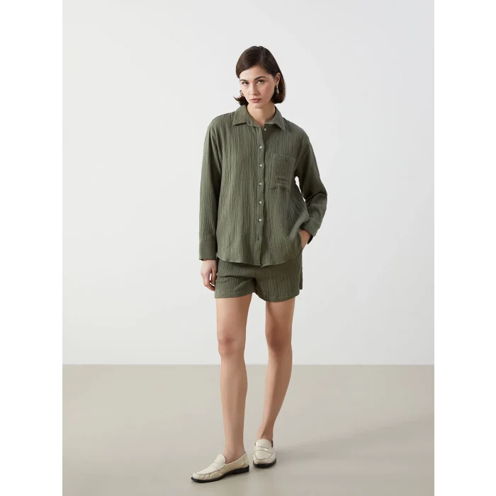 LCW Vision Haki Loose Fit Kadın Gömlek