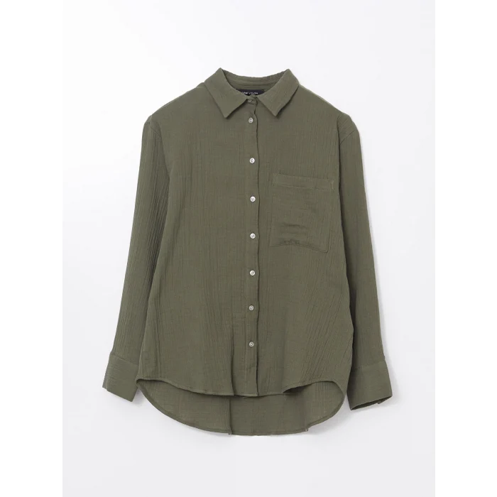 LCW Vision Haki Loose Fit Kadın Gömlek