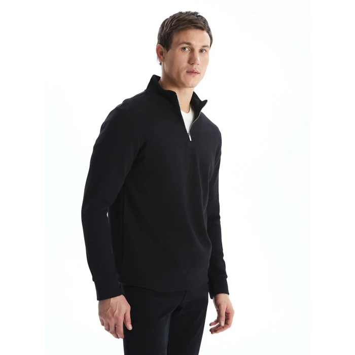 LCWAIKIKI Classic Siyah Dik Yaka Erkek Sweatshirt