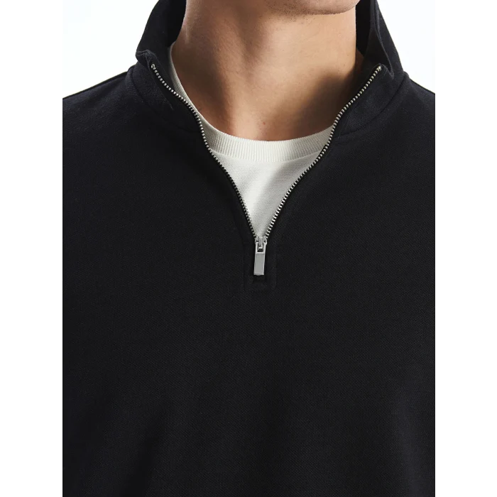 LCWAIKIKI Classic Siyah Dik Yaka Erkek Sweatshirt