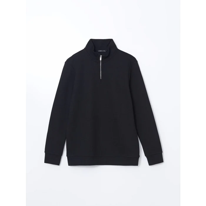 LCWAIKIKI Classic Siyah Dik Yaka Erkek Sweatshirt