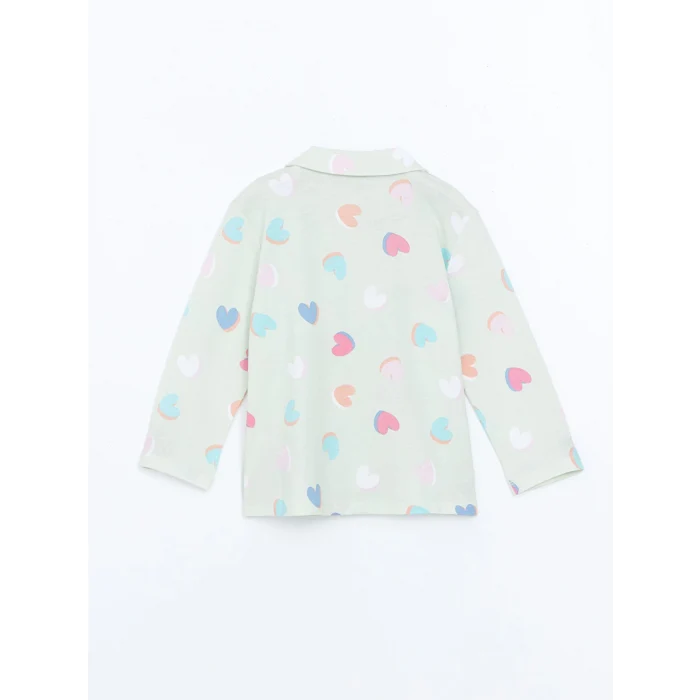 LCW Kids Yeşil Gömlek Yaka Kız Çocuk Pijama Takımı