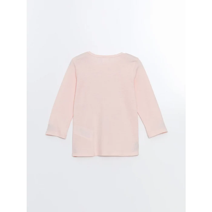 LCW Kids Pembe Bisiklet Yaka Baskılı Kız Çocuk Pijama Takımı