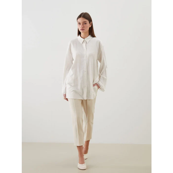 LCW Modest Bej Beli Lastikli Havuç Kesim Kadın Pantolon