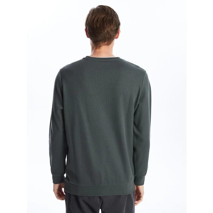 LCWAIKIKI Classic Yeşil Bisiklet Yaka Uzun Kollu Erkek Sweatshirt