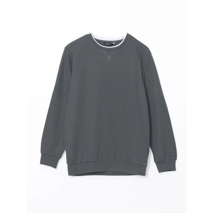 LCWAIKIKI Classic Yeşil Bisiklet Yaka Uzun Kollu Erkek Sweatshirt