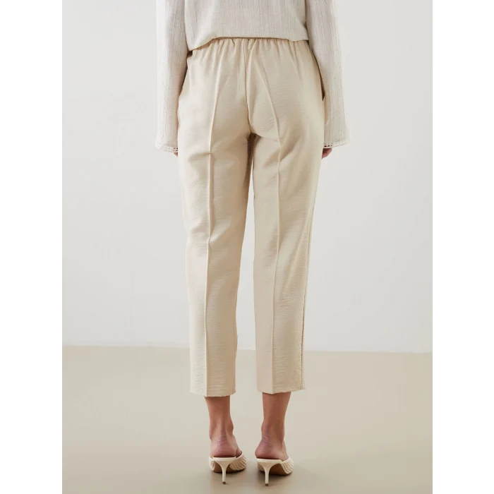 LCW Modest Bej Beli Lastikli Havuç Kesim Kadın Pantolon
