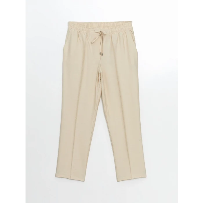 LCW Modest Bej Beli Lastikli Havuç Kesim Kadın Pantolon