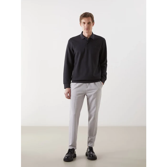 LCWAIKIKI Classic Antrasit Polo Yaka Uzun Kollu Erkek Sweatshirt