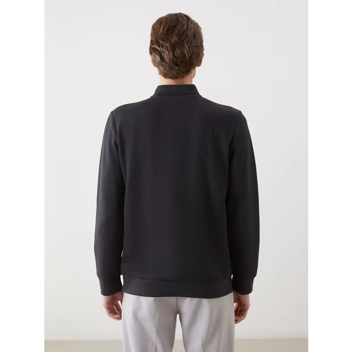 LCWAIKIKI Classic Antrasit Polo Yaka Uzun Kollu Erkek Sweatshirt