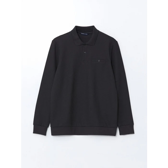 LCWAIKIKI Classic Antrasit Polo Yaka Uzun Kollu Erkek Sweatshirt