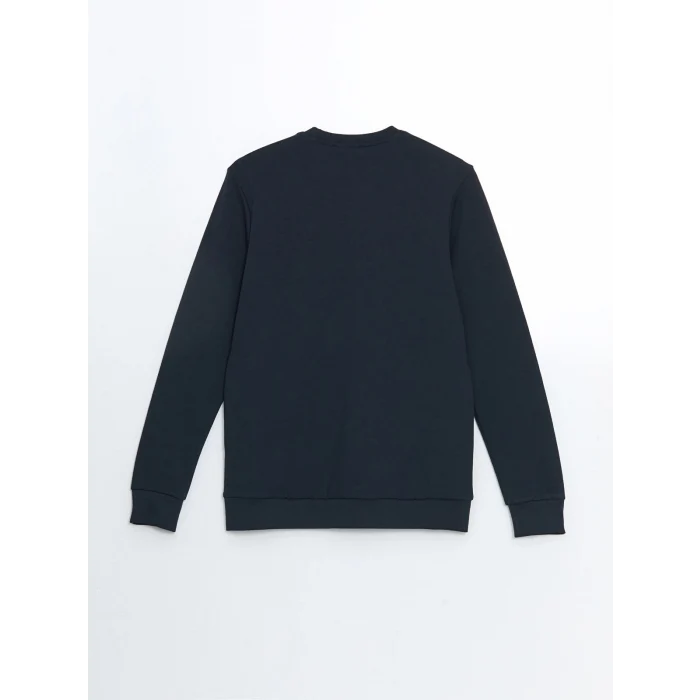 LCWAIKIKI Classic Lacivert Bisiklet Yaka Uzun Kollu Baskılı Erkek Sweatshirt