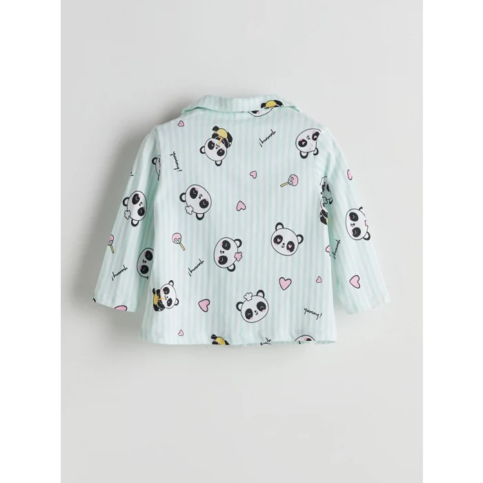 LCW Kids Turkuaz Baskılı Penye Kız Çocuk Pijama Takım