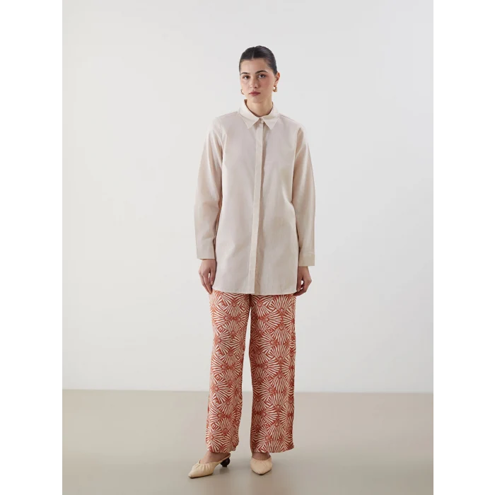 LCW Modest Bej Regular Fit Kadın Gömlek Tunik