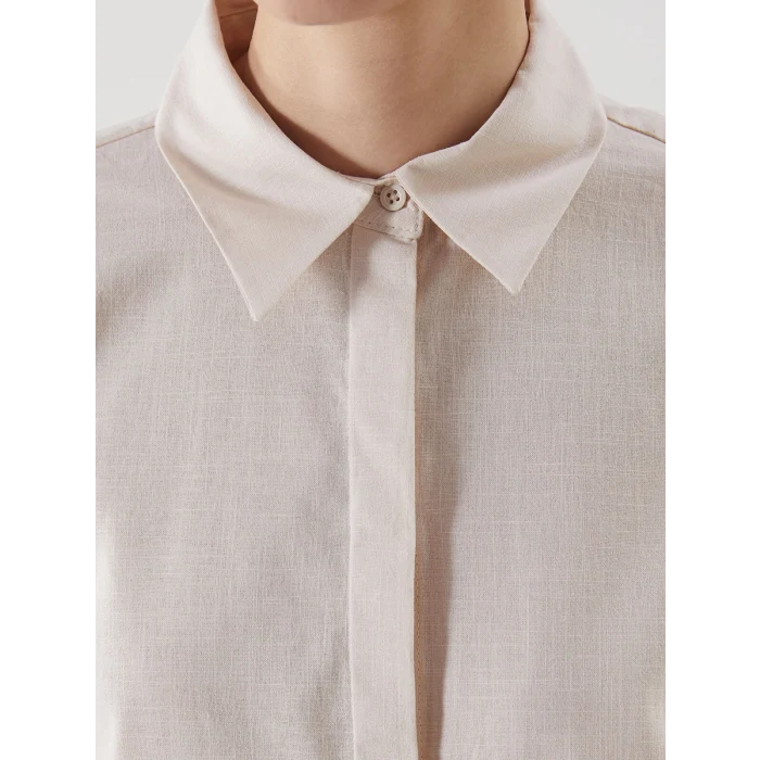 LCW Modest Bej Regular Fit Kadın Gömlek Tunik