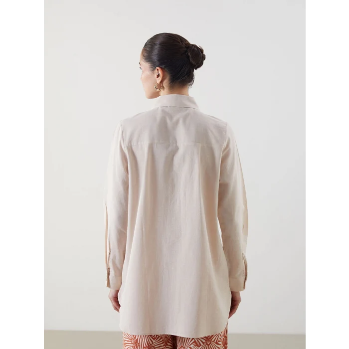 LCW Modest Bej Regular Fit Kadın Gömlek Tunik