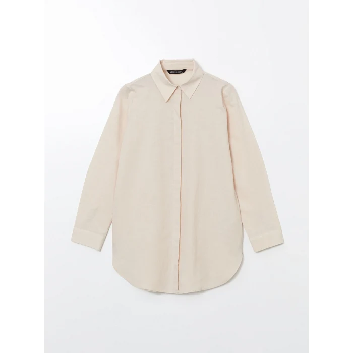 LCW Modest Bej Regular Fit Kadın Gömlek Tunik