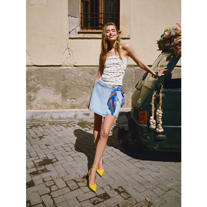 XSIDE Mavi Dar Fit Mini Jean Şort Etek