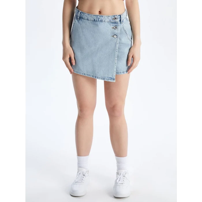 XSIDE Mavi Dar Fit Mini Jean Şort Etek