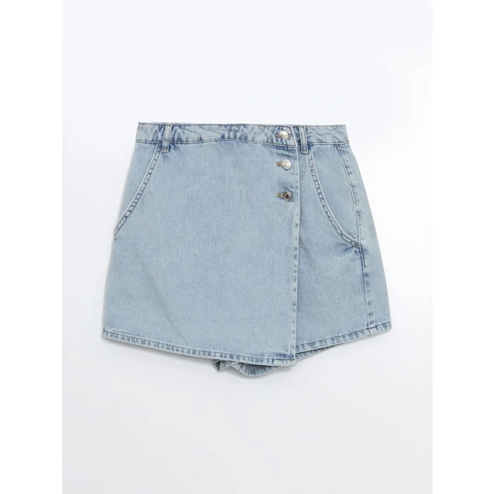 XSIDE Mavi Dar Fit Mini Jean Şort Etek