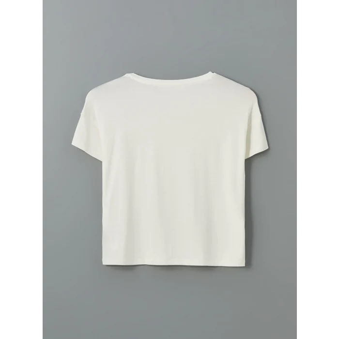 LCW DREAM Indigo Bisiklet Yaka Baskılı Kadın Şortlu Pijama Takımı