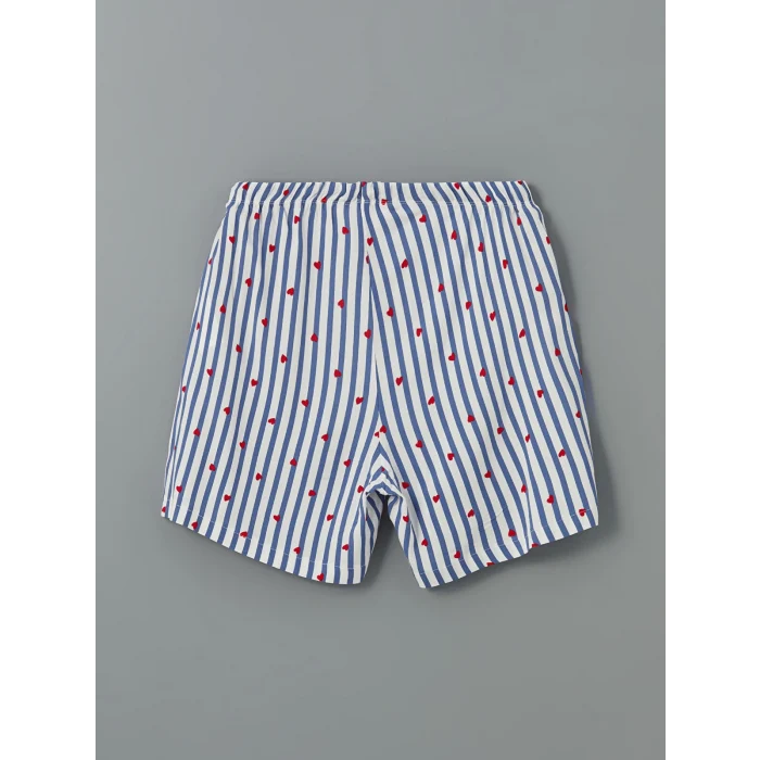 LCW DREAM Indigo Bisiklet Yaka Baskılı Kadın Şortlu Pijama Takımı