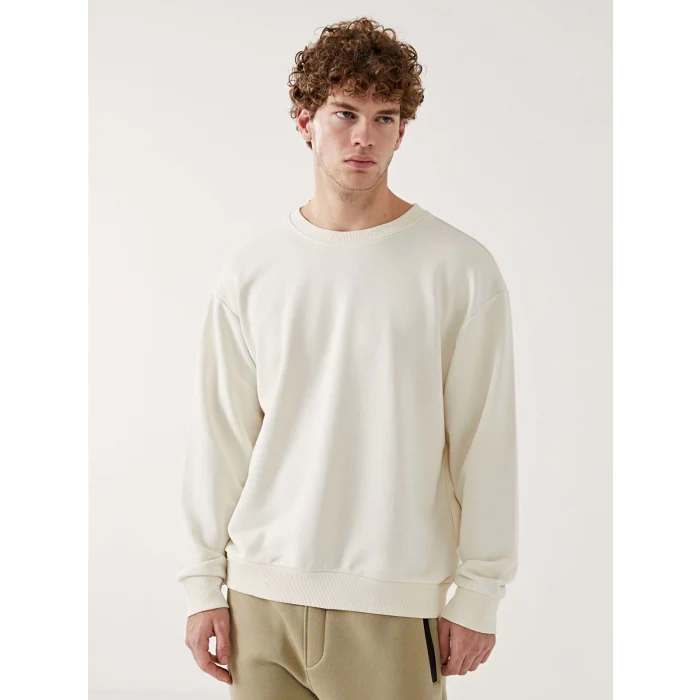 XSIDE Bej Bisiklet Yaka Uzun Kollu Erkek Sweatshirt