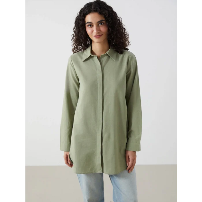 LCW Modest Yeşil Regular Fit Kadın Gömlek Tunik
