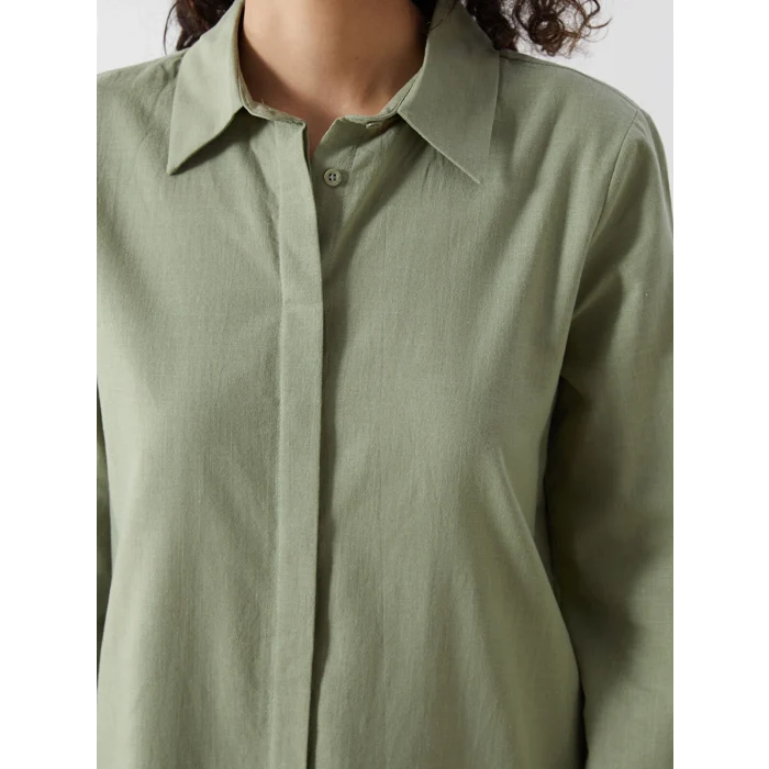 LCW Modest Yeşil Regular Fit Kadın Gömlek Tunik