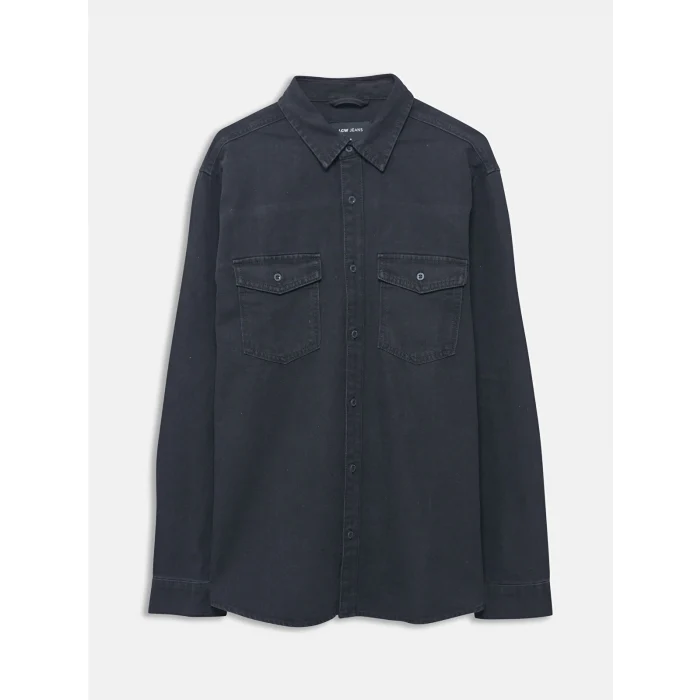 LCW Jeans Siyah Regular Fit Uzun Kollu Erkek Jean Gömlek