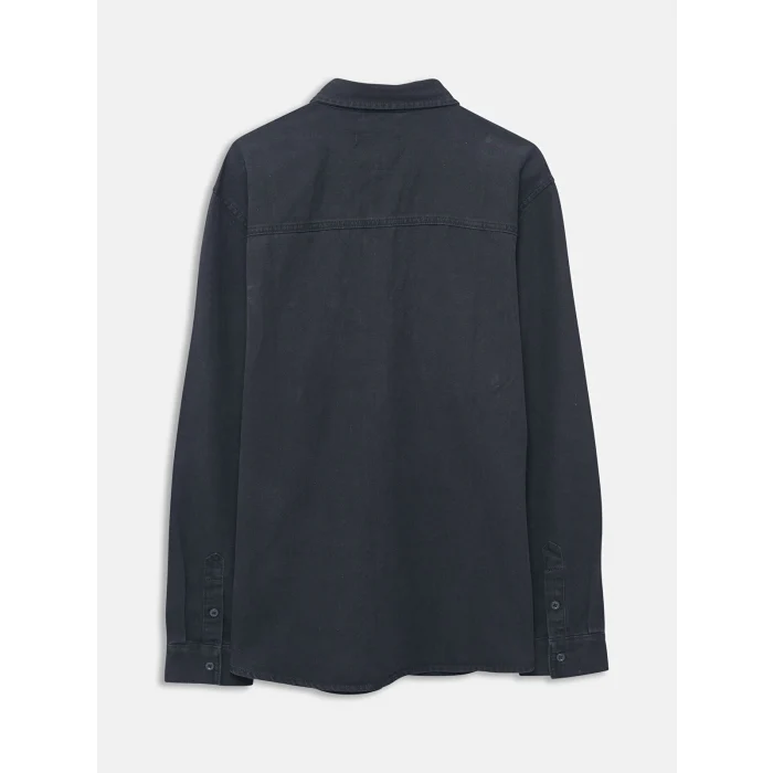 LCW Jeans Siyah Regular Fit Uzun Kollu Erkek Jean Gömlek