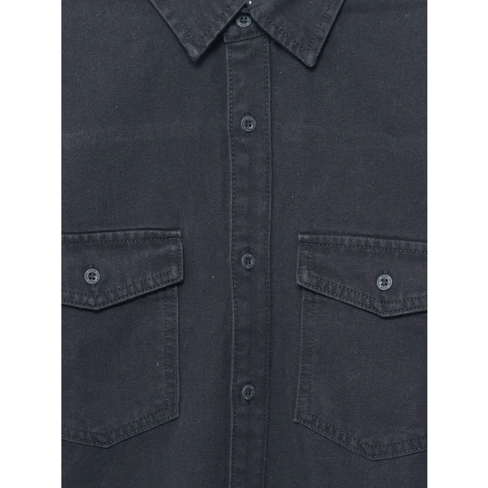 LCW Jeans Siyah Regular Fit Uzun Kollu Erkek Jean Gömlek