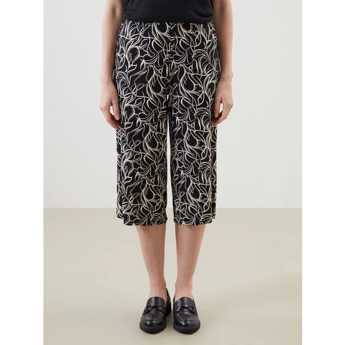 LCW Grace Bej Beli Lastikli Çiçekli Kadın Kapri