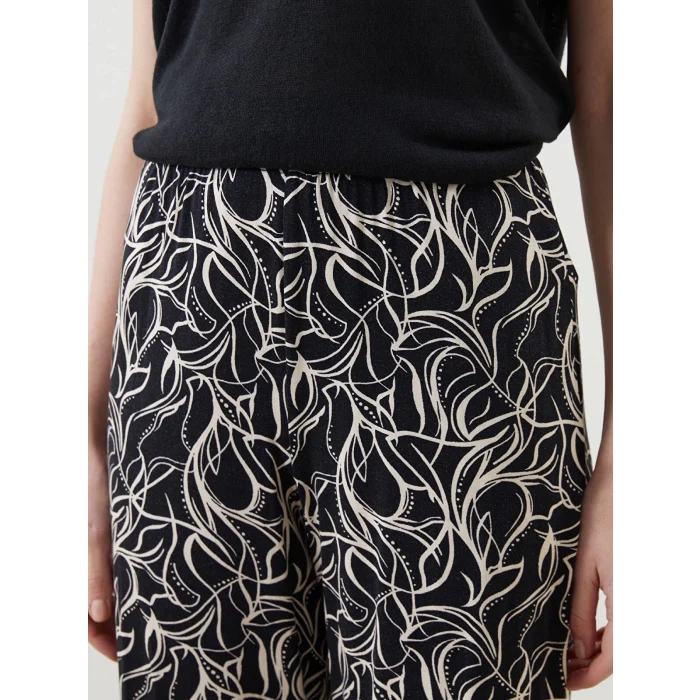 LCW Grace Bej Beli Lastikli Çiçekli Kadın Kapri