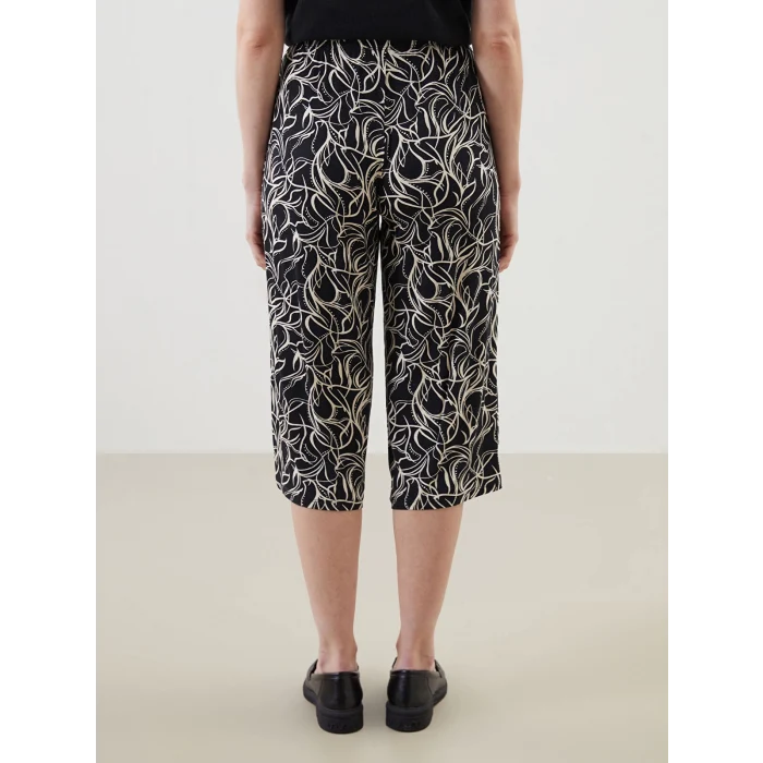 LCW Grace Bej Beli Lastikli Çiçekli Kadın Kapri