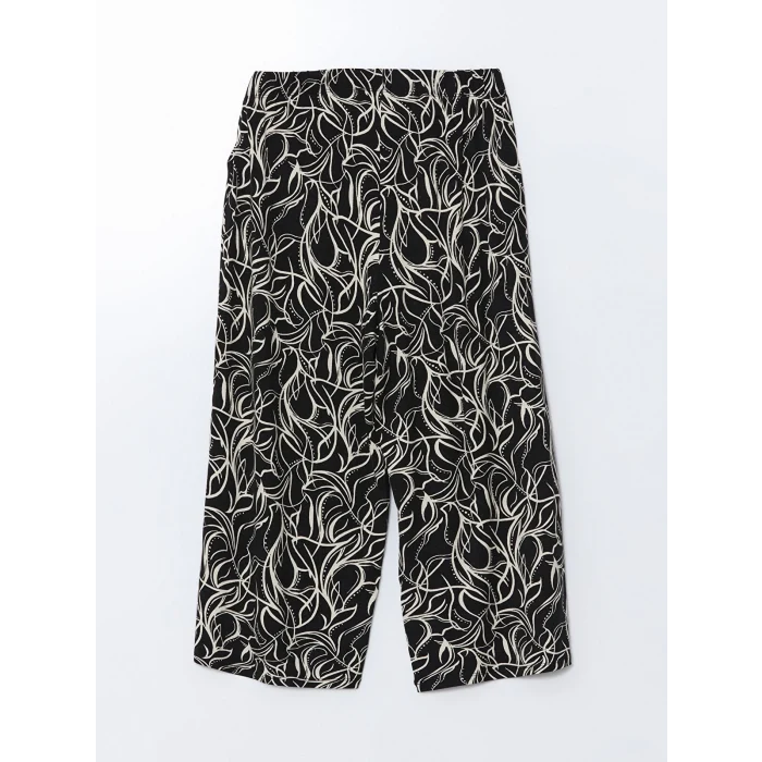 LCW Grace Bej Beli Lastikli Çiçekli Kadın Kapri